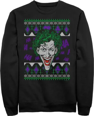 Men's Batman Joker Sweater Sweatshirt - Black - X Large
