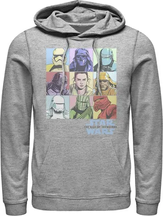 Men's Star Wars: The Rise of Skywalker Pastel Character Box Pull Over Hoodie - Athletic Heather - Medium