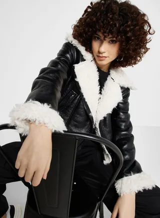 Button Detail Aviator Jacket