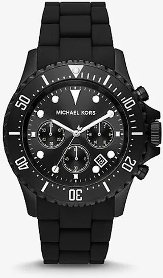 Oversized Everest Black-Tone and Silicone Watch