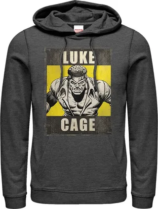 Men's Marvel Heroes for Hire Luke Cage Pull Over Hoodie - Charcoal Heather - Medium