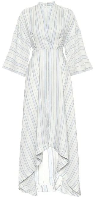 Striped asymmetric maxi dress