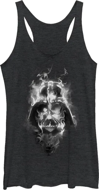 Women's Star Wars Darth Vader Smoke Racerback Tank Top - Black Heather - Small