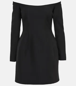 Off-the-shoulder crepe minidress
