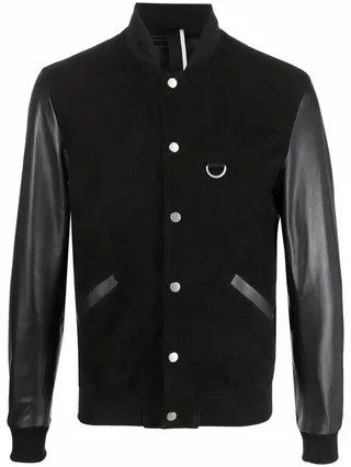 Panelled Leather Bomber Jacket