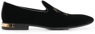 Monogram-Embroidered Velvet Slippers