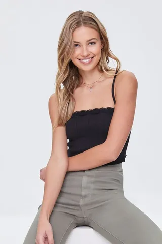Lace-Trim Cropped Cami