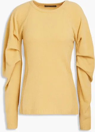 Ruched wool and cashmere-blend sweater