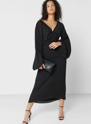 Puff Sleeve Ruched Dress