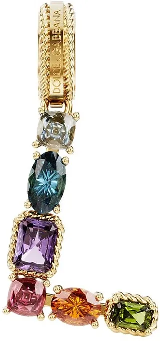 Rainbow Alphabet 18K Yellow Gold & Multi Gemstone Initial L Charm