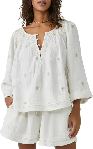 Aldous Embroidered Cotton Top & Shorts Set