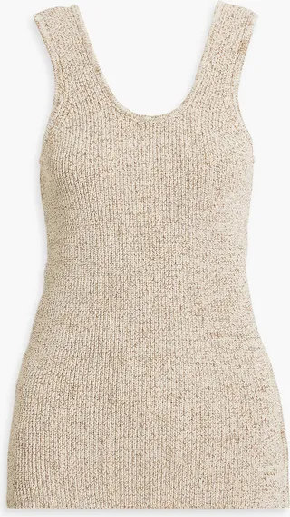 Zip-detailed ribbed-knit tank