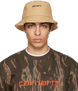 Carhartt Work In Progress Beige Script Bucket Hat