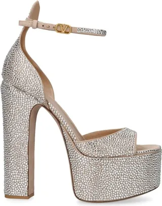 Valentino Garavani Embellished Tan-Go Platform Sandals 155