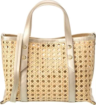 Jijou Capri Dominique Small Straw & Leather Tote