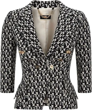 Elisabetta Franchi Diamond Pattern Double-Breasted Jacket