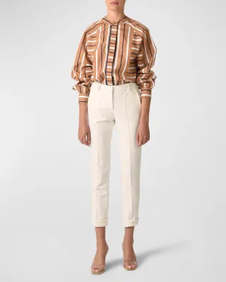 Donna Striped Button-Down Blouse