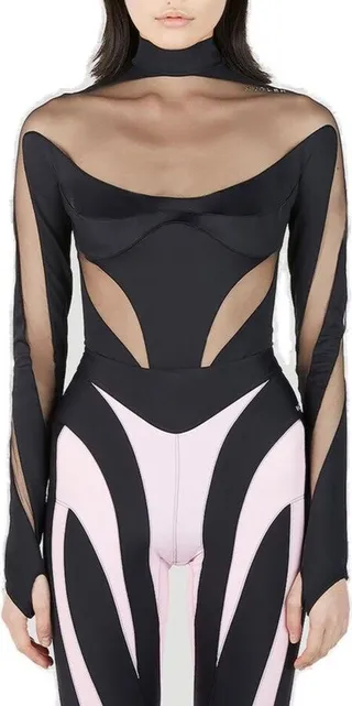 Mugler Sheer Panelled Bodysuit