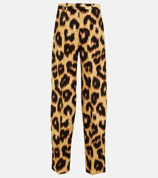 High-rise leopard-print pants