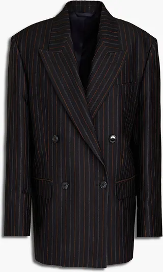 Double-breasted striped flannel blazer