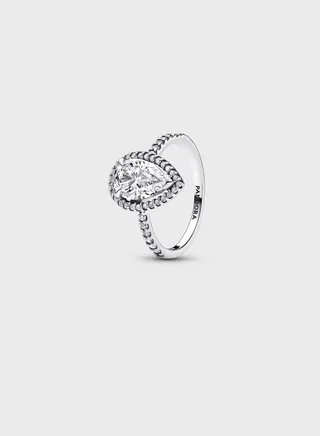 Sparkling Pear Halo Ring