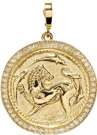 Large Animal Kingdom Pavé Diamond Yellow Gold Coin Charm