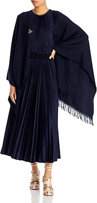 Fabiana Fillippi Wool Fringe Trim Cape
