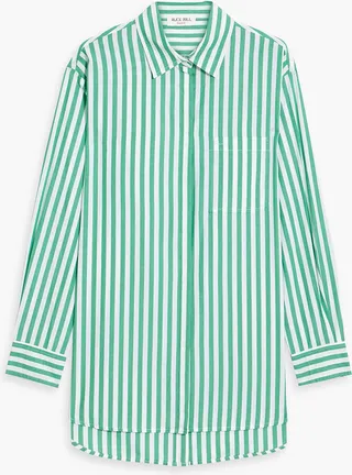 Jane button-detailed striped cotton shirt