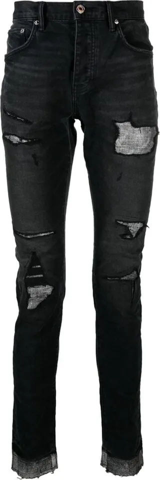 Distressed Slim-Cut Jeans