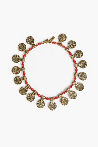 Gold-tone beaded necklace