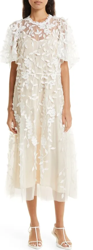 Urilanca Embroidered Flutter Sleeve Dress