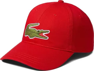 Lacoste Large Croc Logo Cotton Cap (Red) Caps