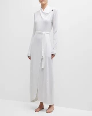 Long Cowl-Neck Pima Cotton Robe