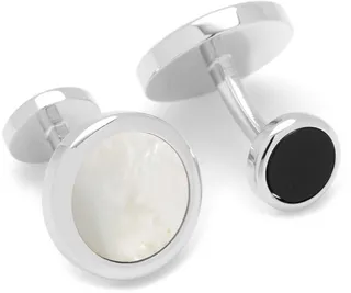 Double Sided Mother of Pearl Round Beveled Stud Set
