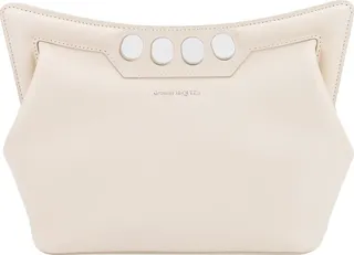 Leather shoulder bag with logo print