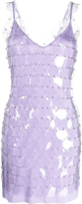 sequinned V-neck mini dress