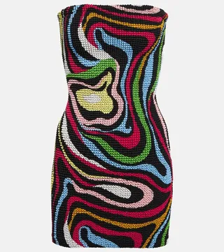 Printed crepe de chine minidress