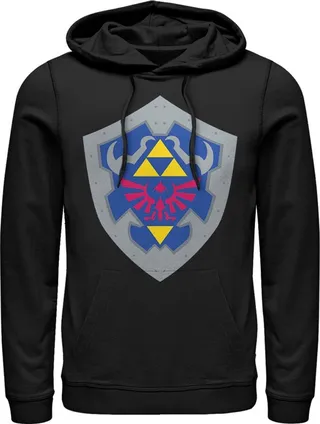 Men's Nintendo Legend of Zelda Hylian Shield Pull Over Hoodie - Black - Medium