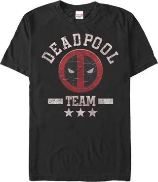 Men's Marvel Deadpool Cracked Logo Team T-Shirt - Black - Large