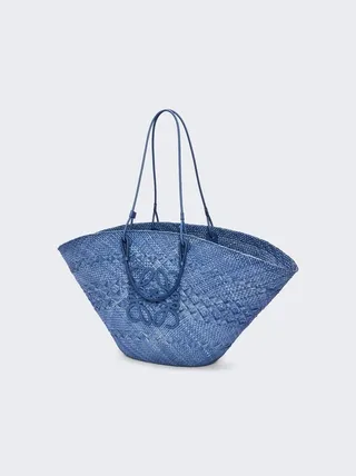 X Paula's Ibiza Anagram Large Basket Bag Denim Blue