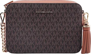 Coated canas shoulder bag with all-over monogram