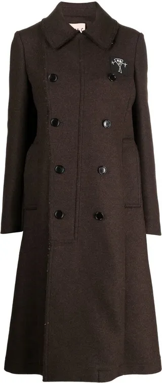 Double-Breasted Button-Fastening Coat
