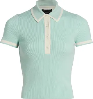 Pia Rib-Knit Polo Shirt