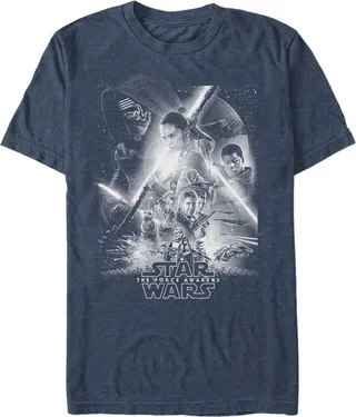 Men's Star Wars The Force Awakens Poster T-Shirt - Navy Blue Heather - Large