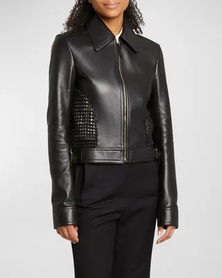 Crochet Cutout Leather Jacket