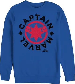 Men's Marvel Captain Marvel Star Symbol Circle Sweatshirt - Royal Blue - 2X Large
