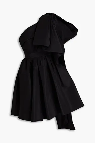 Bow-embellished silk-faille mini dress