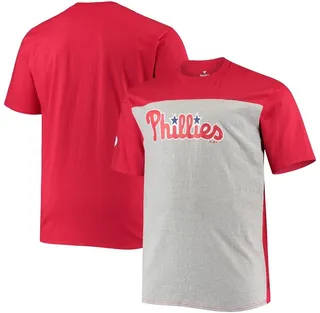 Men's Fanatics Branded Red and Heathered Gray Philadelphia Phillies Big and Tall Colorblock T-shirt