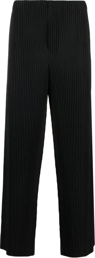 Straight-Leg Plissé Trousers