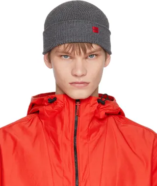 Hugo Gray Rib Knit Beanie